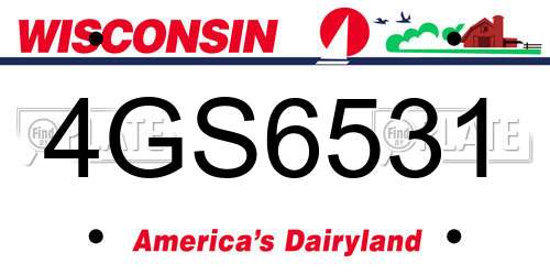 4GS6531 Wisconsin License Plate