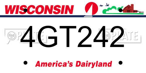 4GT242 Wisconsin License Plate