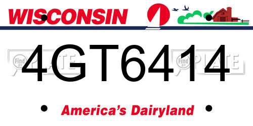 4GT6414 Wisconsin License Plate