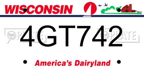 4GT742 Wisconsin License Plate