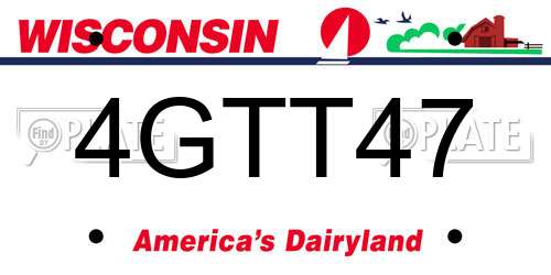 4GTT47 Wisconsin License Plate