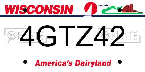 4GTZ42 Wisconsin License Plate