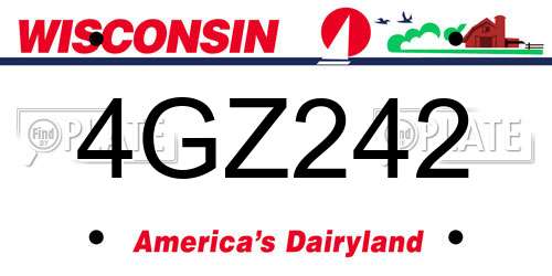 4GZ242 Wisconsin License Plate