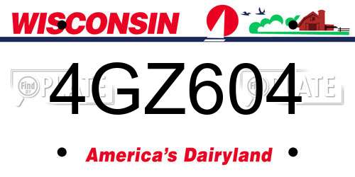 4GZ604 Wisconsin License Plate
