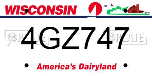4GZ747 Wisconsin License Plate