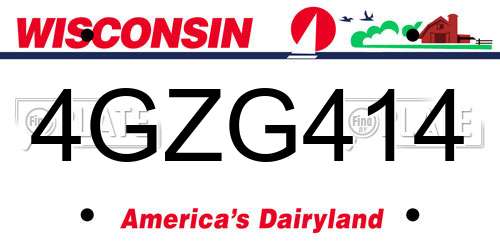 4GZG414 Wisconsin License Plate