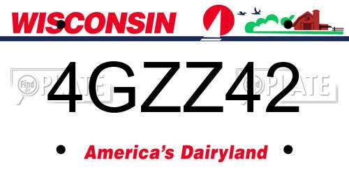 4GZZ42 Wisconsin License Plate