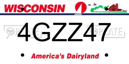 4GZZ47 Wisconsin License Plate