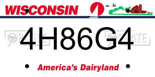 4H86G4 Wisconsin License Plate