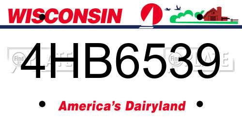 4HB6539 Wisconsin License Plate