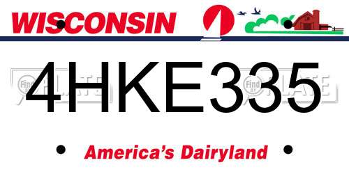 4HKE335 Wisconsin License Plate