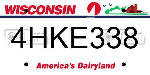 4HKE338 Wisconsin License Plate