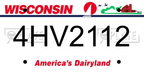 4HV2112 Wisconsin License Plate
