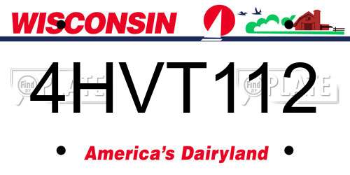 4HVT112 Wisconsin License Plate