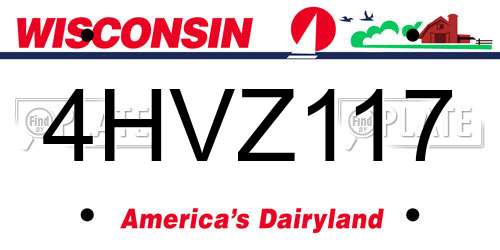 4HVZ117 Wisconsin License Plate