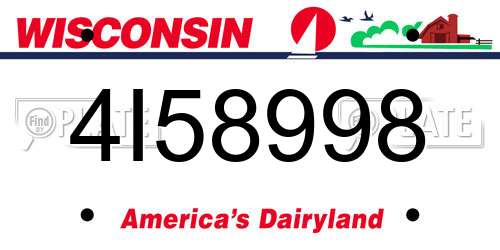 4I58998 Wisconsin License Plate