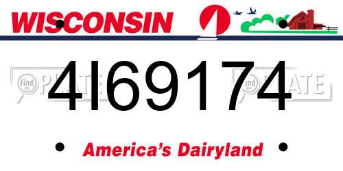 4I69174 Wisconsin License Plate
