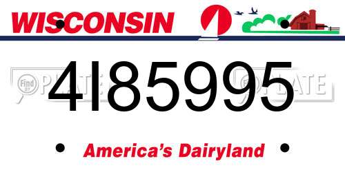 4I85995 Wisconsin License Plate