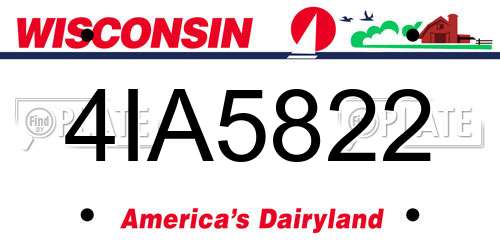 4IA5822 Wisconsin License Plate
