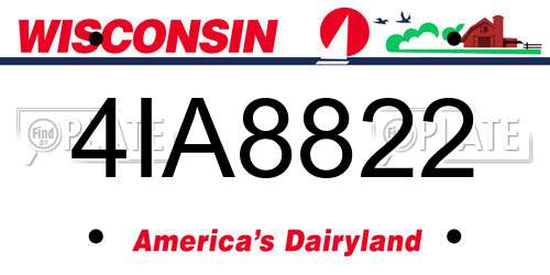 4IA8822 Wisconsin License Plate
