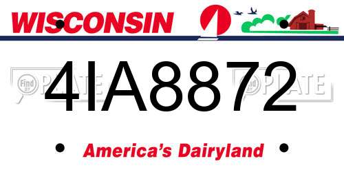 4IA8872 Wisconsin License Plate