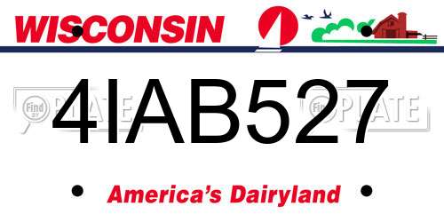 4IAB527 Wisconsin License Plate