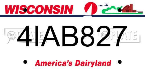 4IAB827 Wisconsin License Plate