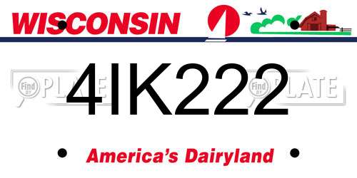 4IK222 Wisconsin License Plate