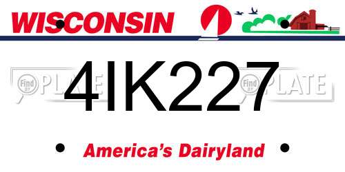 4IK227 Wisconsin License Plate