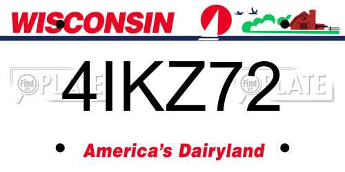 4IKZ72 Wisconsin License Plate