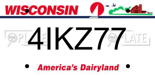 4IKZ77 Wisconsin License Plate
