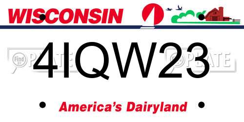 4IQW23 Wisconsin License Plate