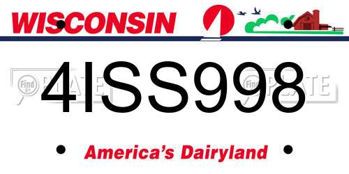 4ISS998 Wisconsin License Plate