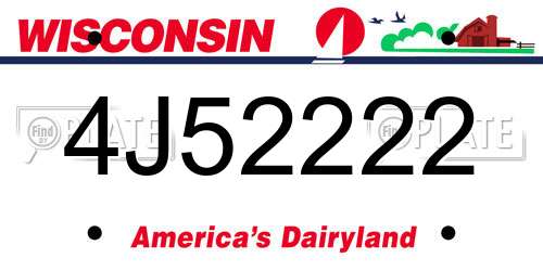 4J52222 Wisconsin License Plate