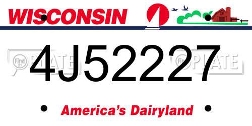 4J52227 Wisconsin License Plate