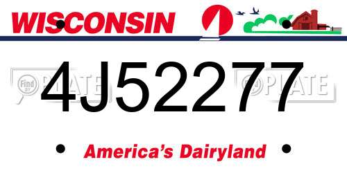 4J52277 Wisconsin License Plate