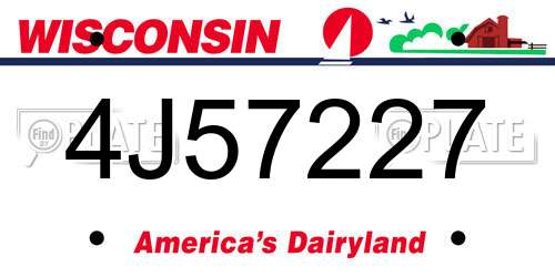 4J57227 Wisconsin License Plate