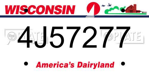 4J57277 Wisconsin License Plate