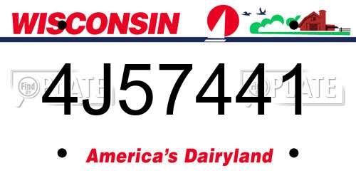 4J57441 Wisconsin License Plate