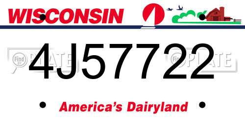 4J57722 Wisconsin License Plate