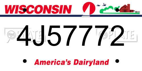 4J57772 Wisconsin License Plate