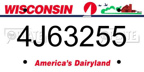 4J63255 Wisconsin License Plate