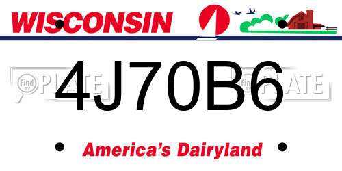 4J70B6 Wisconsin License Plate