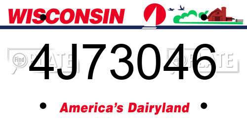 4J73046 Wisconsin License Plate