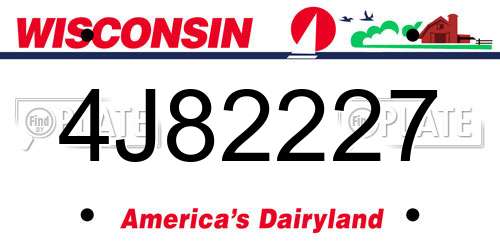 4J82227 Wisconsin License Plate
