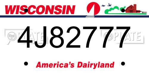 4J82777 Wisconsin License Plate