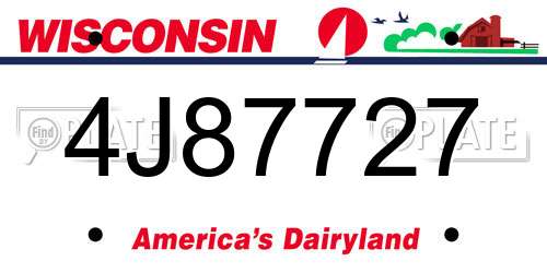 4J87727 Wisconsin License Plate