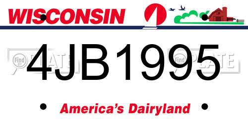 4JB1995 Wisconsin License Plate