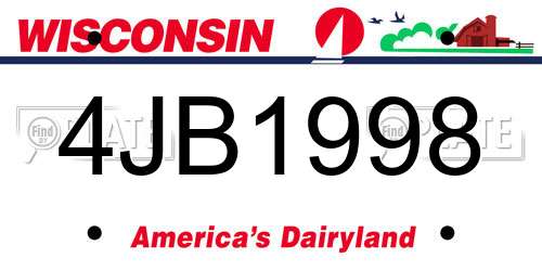4JB1998 Wisconsin License Plate