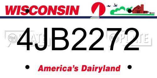 4JB2272 Wisconsin License Plate